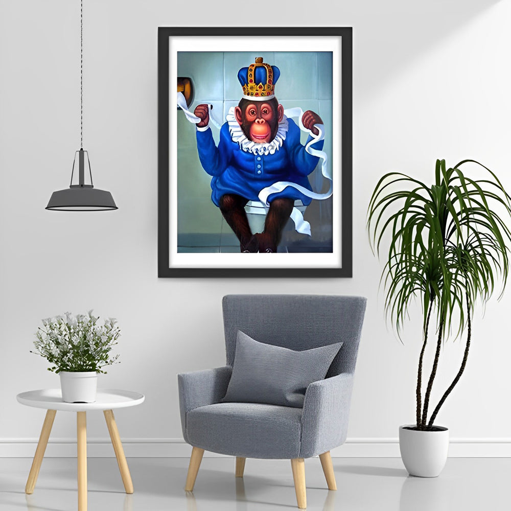 Aap Zittend op het Toilet Diamond Painting