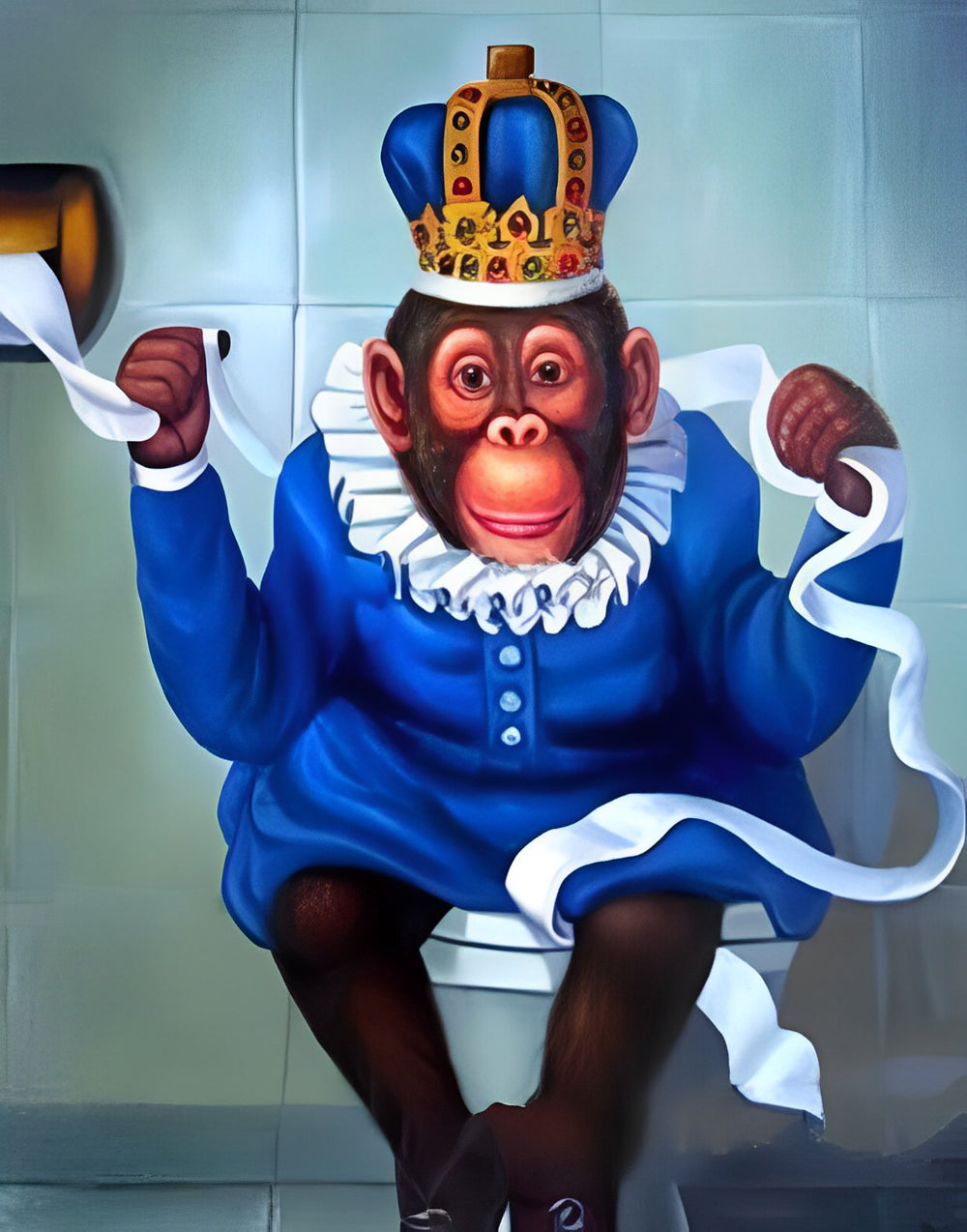 Aap Zittend op het Toilet Diamond Painting