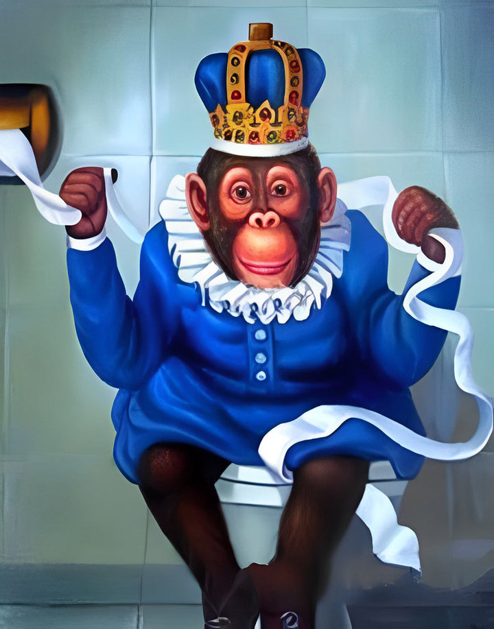Aap Zittend op het Toilet Diamond Painting