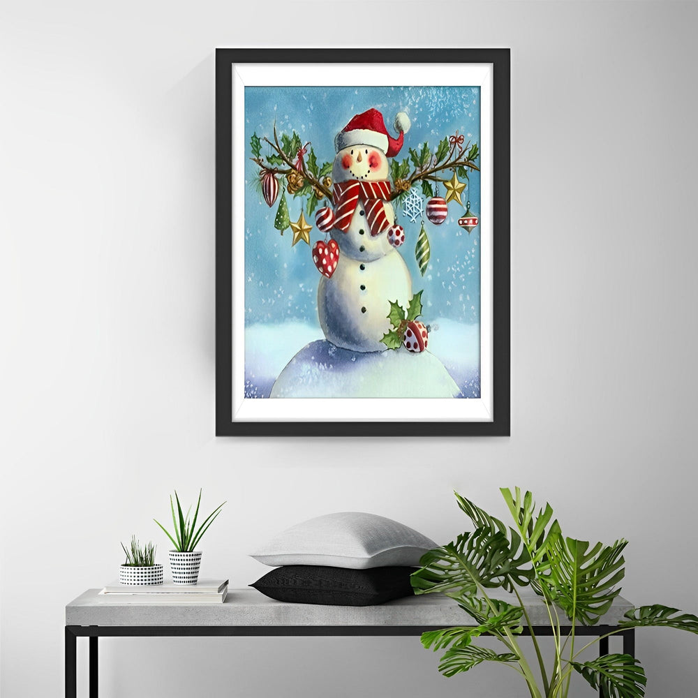 Aardige Sneeuwpop Versierd voor de Feestdagen Diamond Painting