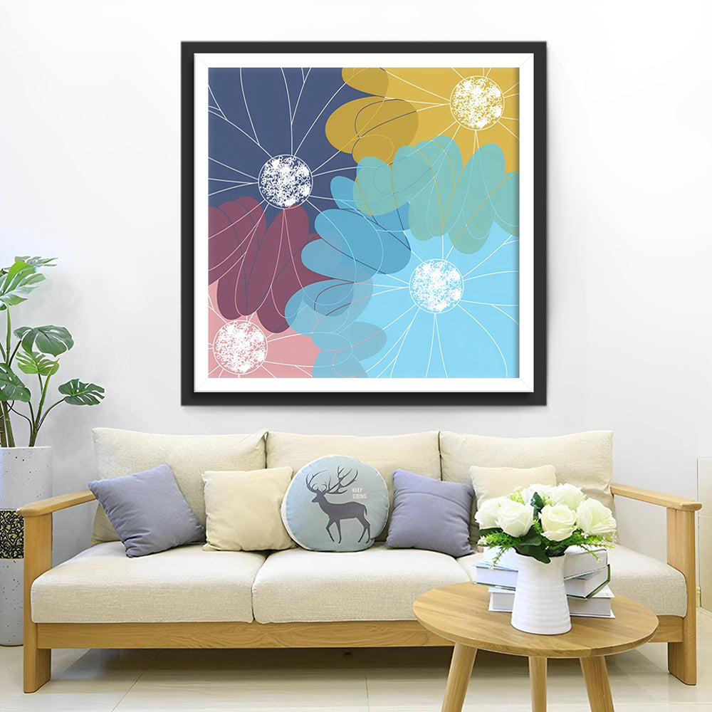 Abstracte Bloemenvormen Diamond Painting
