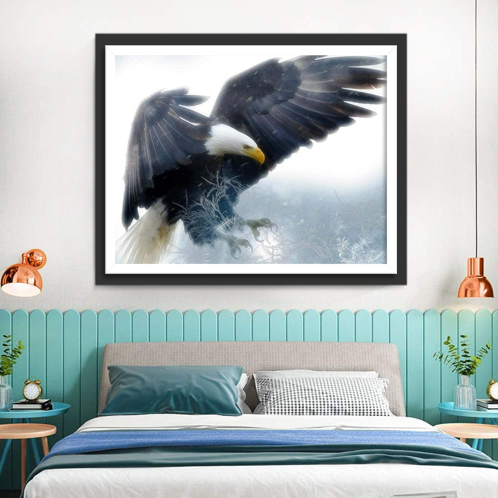 Adelaar in het Besneeuwde Bos Diamond Painting