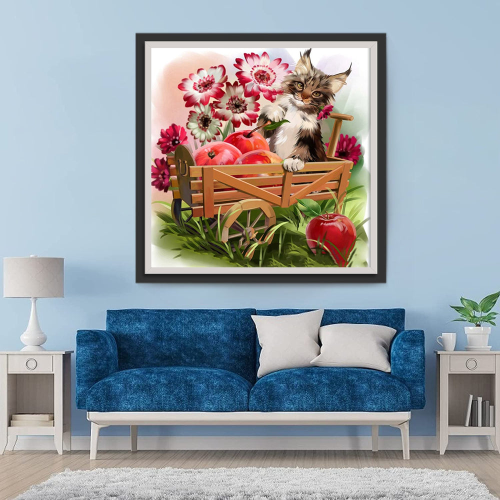 Appels Oogsten en een Kat Diamond Painting