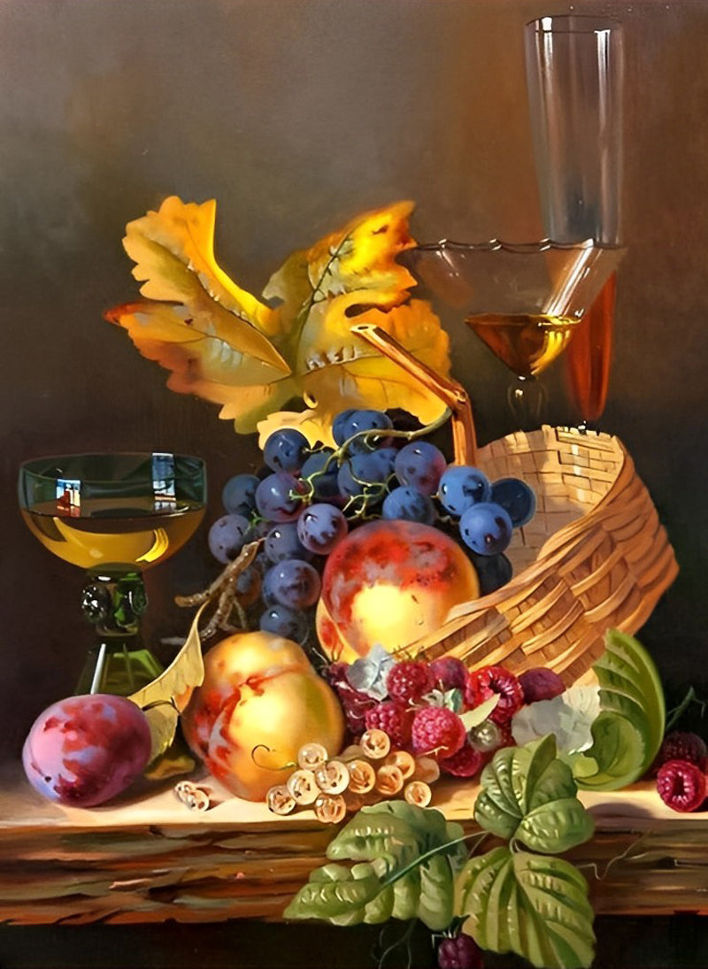 Aromatische Sfeer van Wijn en Zoet Fruit Diamond Painting