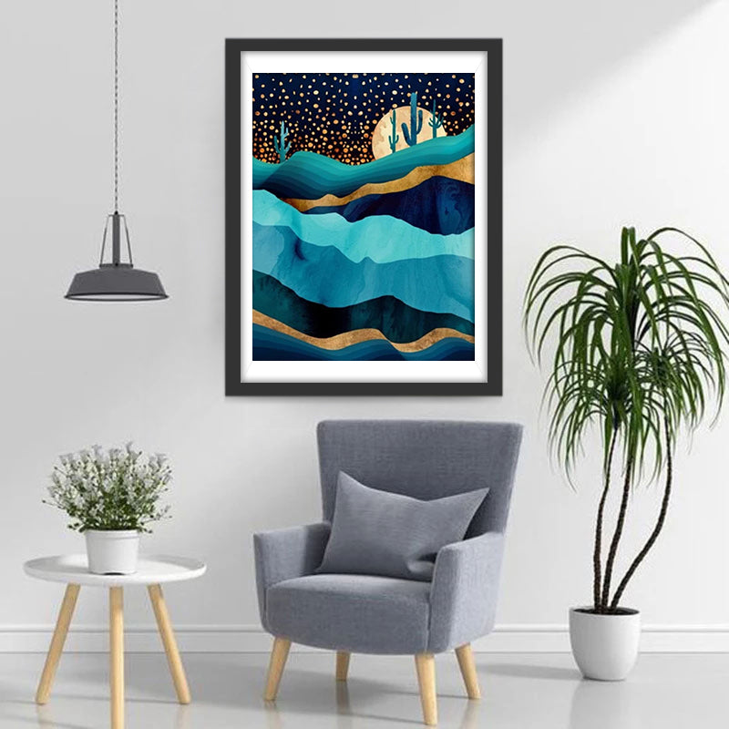 Artistiek Abstract Woestijn- en Sterrencompositie Diamond Painting