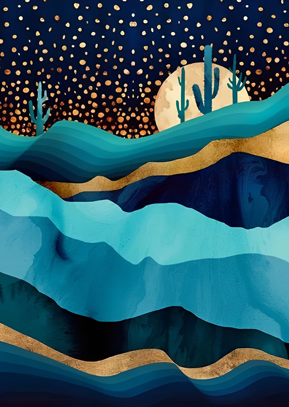 Artistiek Abstract Woestijn- en Sterrencompositie Diamond Painting