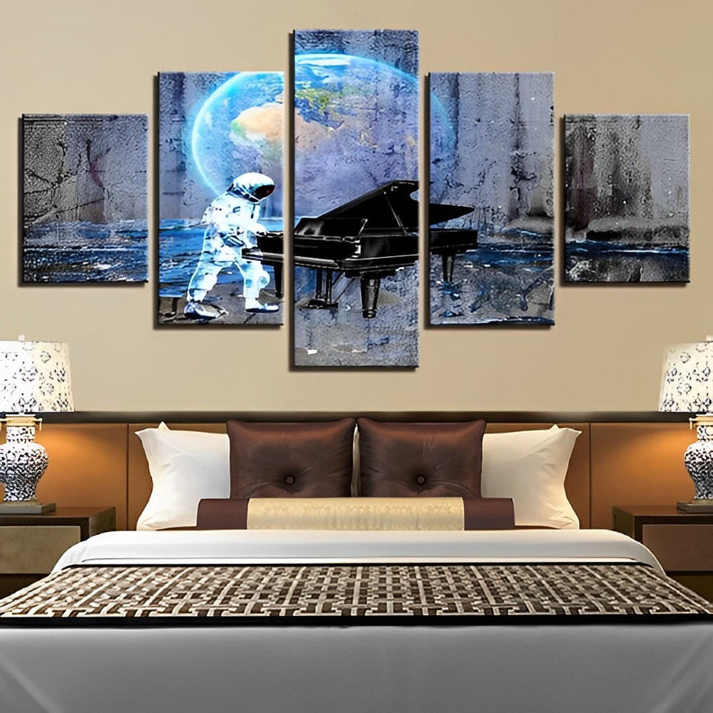 Astronaut bij Piano in de Ruimte 5 Platen Diamond Painting