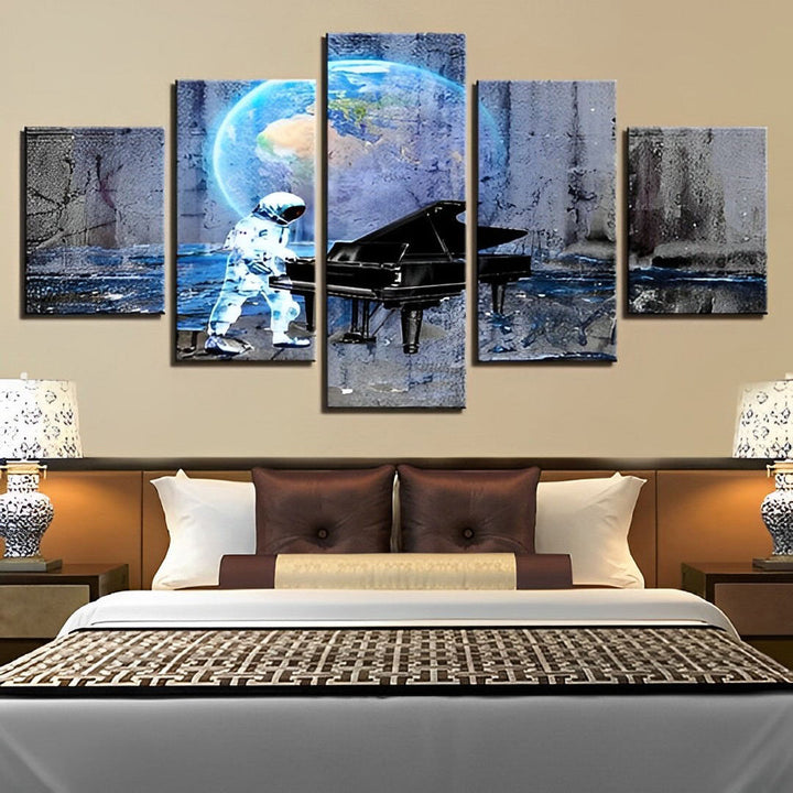 Astronaut bij Piano in de Ruimte 5 Platen Diamond Painting