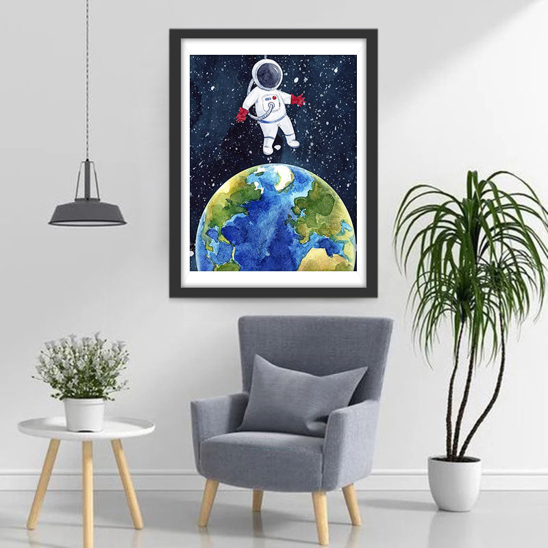Astronaut boven Aarde Diamond Painting