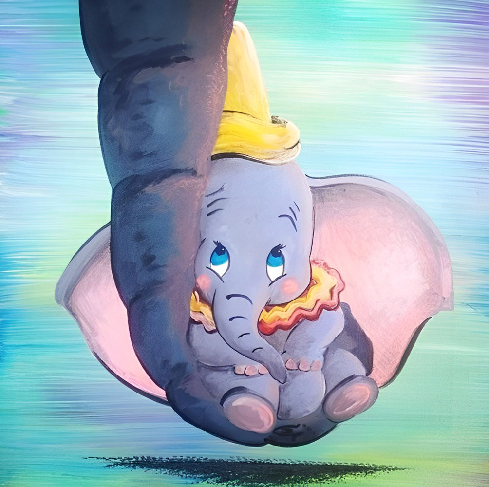 Baby Olifant op de Slurf van Zijn Moeder Diamond Painting