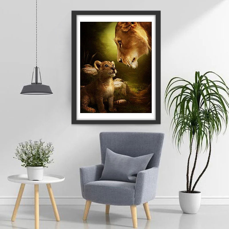Babyluipaard en Moederluipaard Diamond Painting