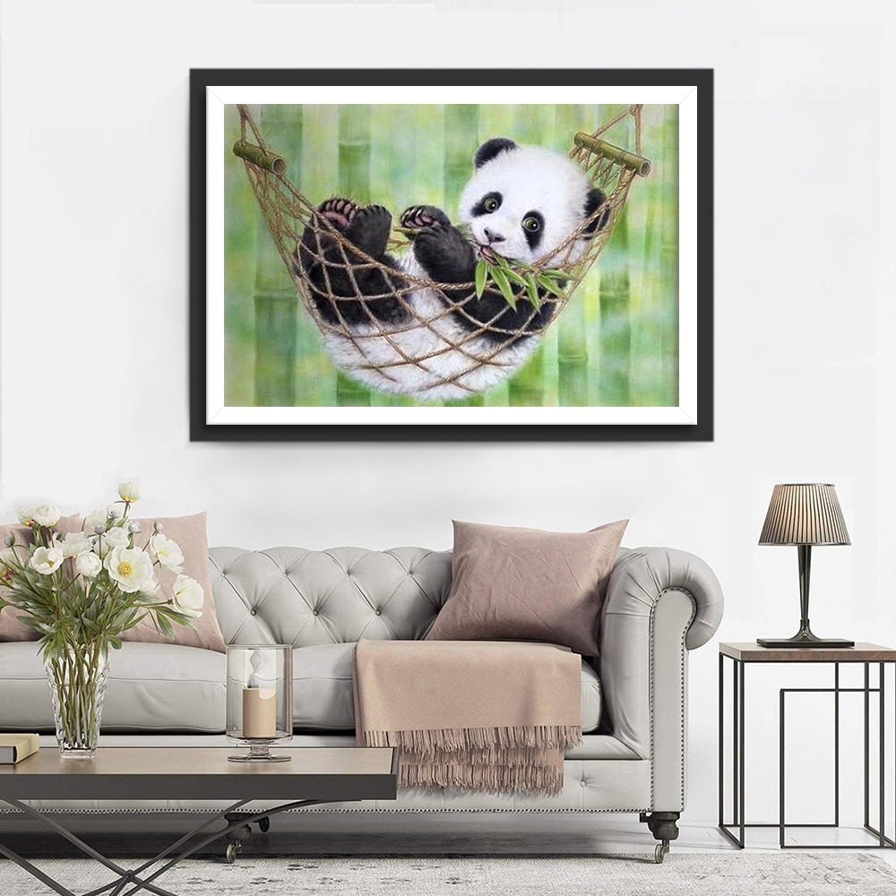 Babypanda in de Hangmat Diamond Painting
