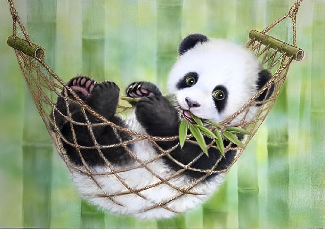 Babypanda in de Hangmat Diamond Painting