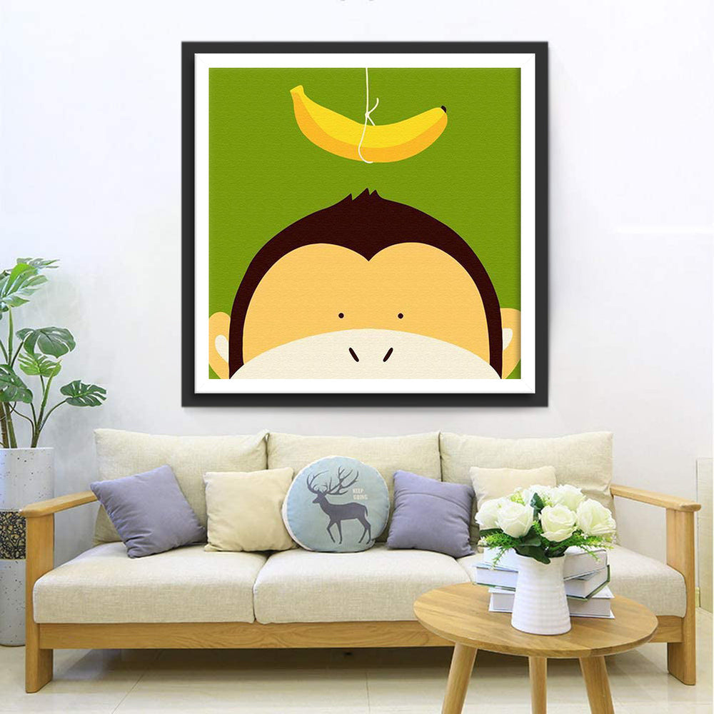 Banaan en Aapje Diamond Painting