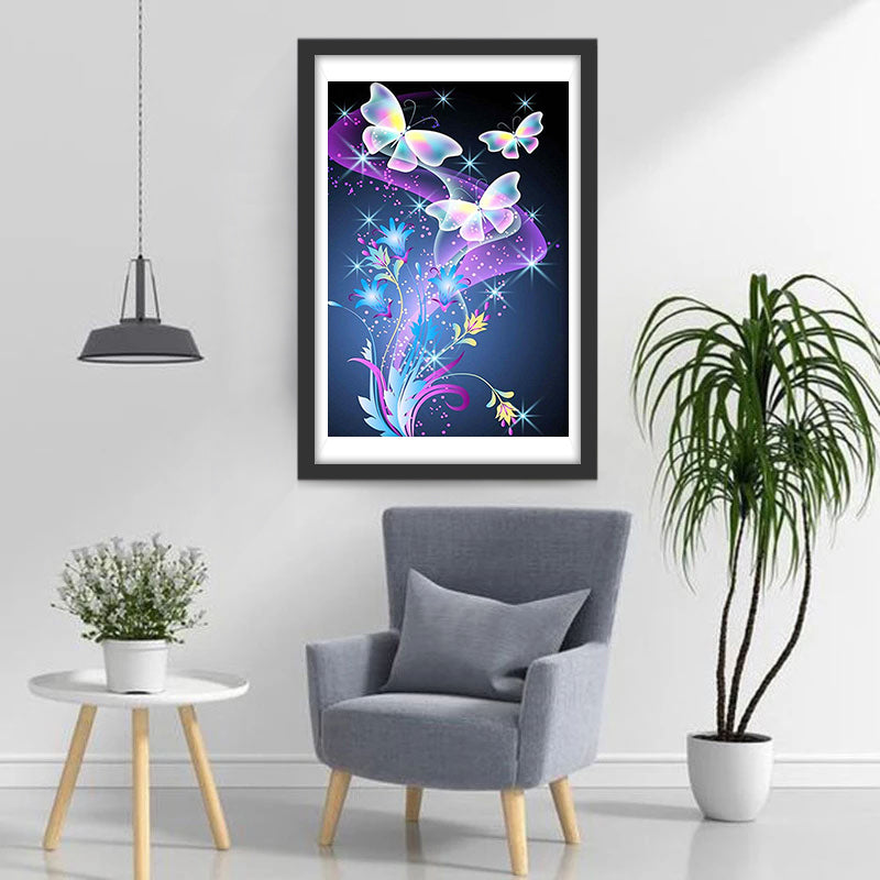 Beeldverhaal Mooie Bloemen en Vlinders Diamond Painting