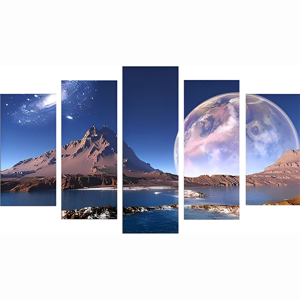 Bergen en Maan 5 Platen Diamond Painting