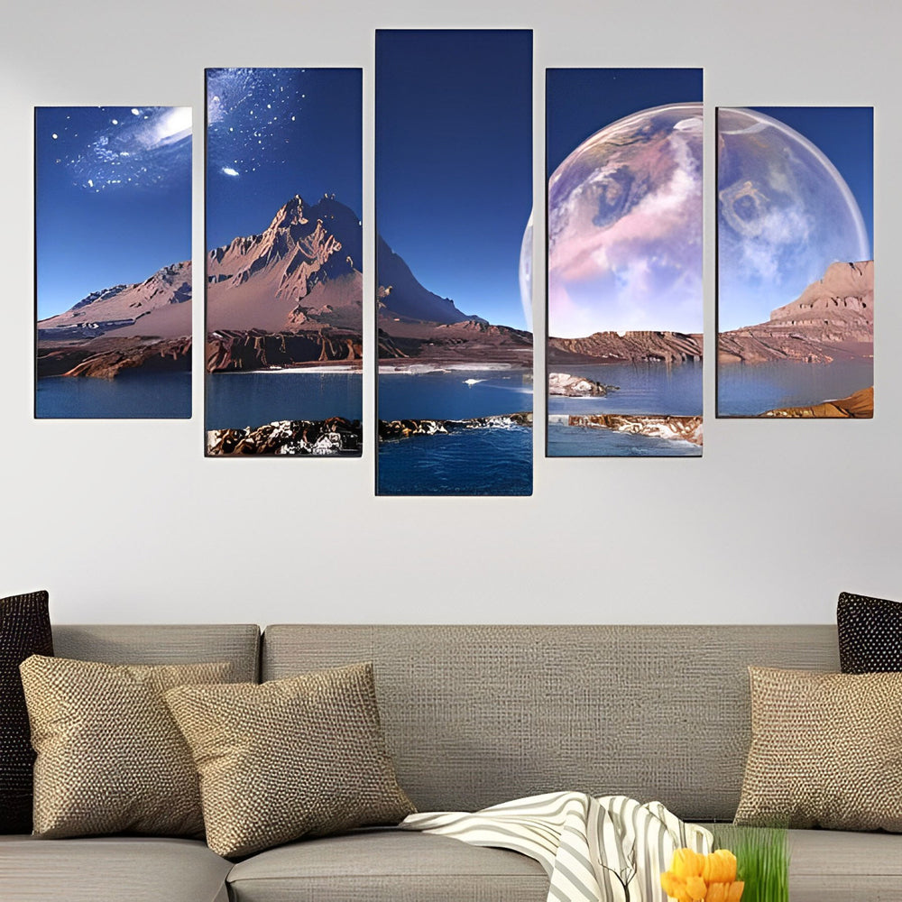 Bergen en Maan 5 Platen Diamond Painting