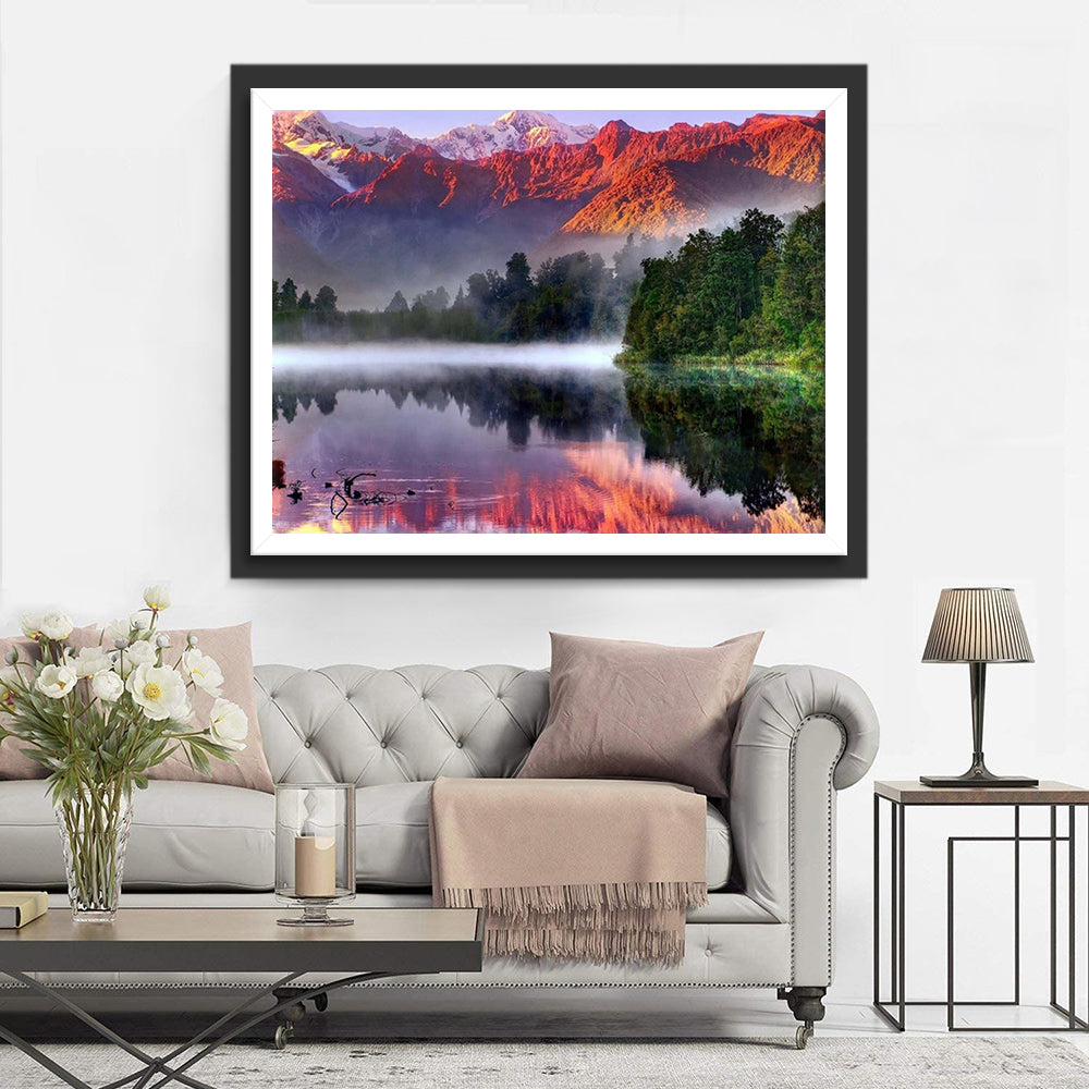 Bergspiegeling in Meer Diamond Painting