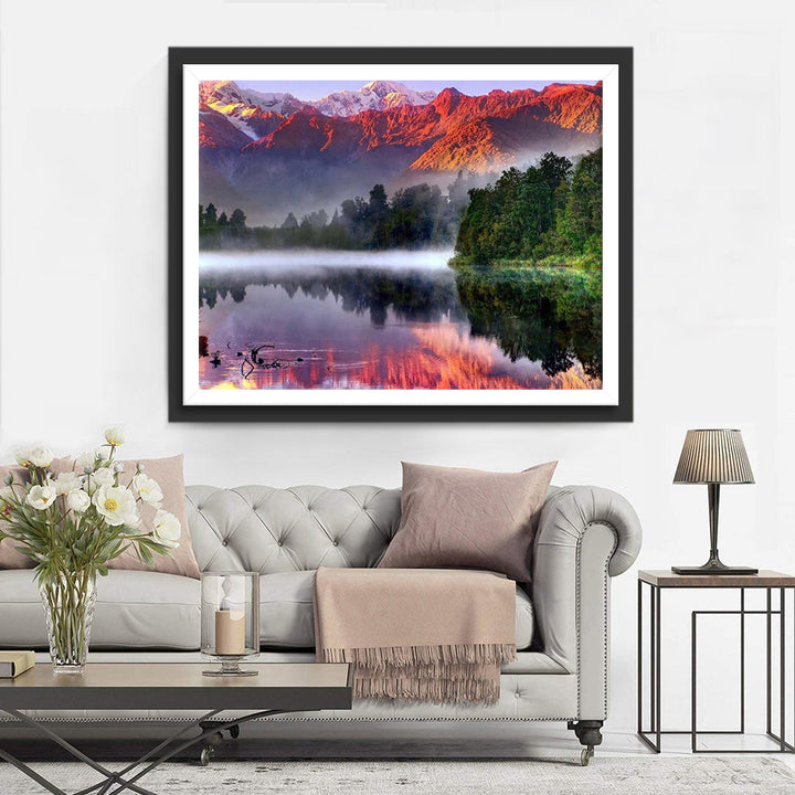 Bergspiegeling in Meer Diamond Painting