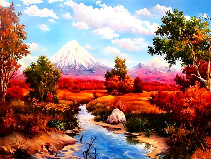Bergweelde in Herfstkleuren Diamond Painting