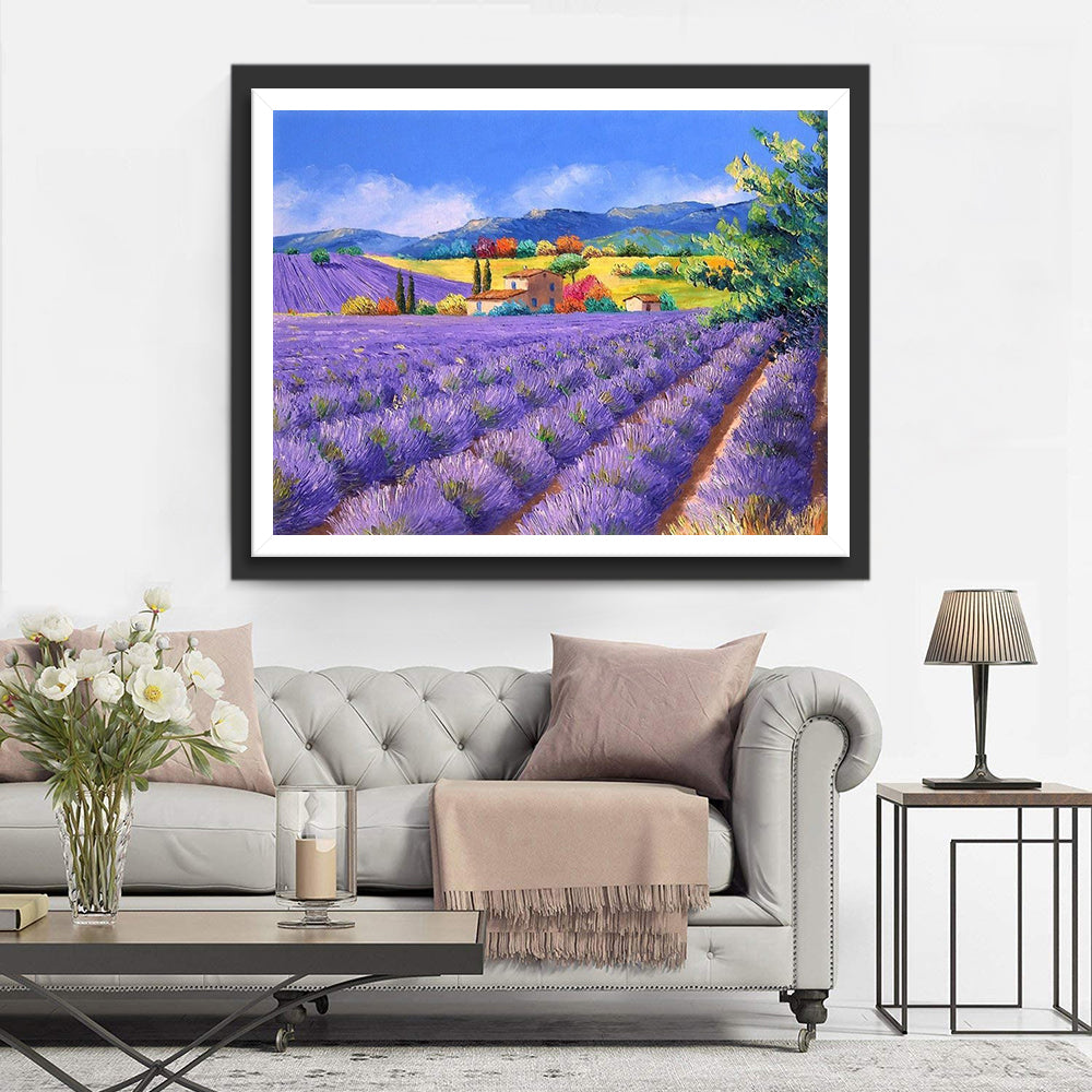 Betoverend Landschap van Laventel en Zon Diamond Painting