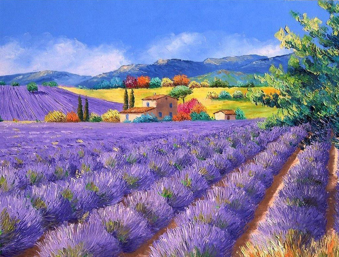 Betoverend Landschap van Laventel en Zon Diamond Painting