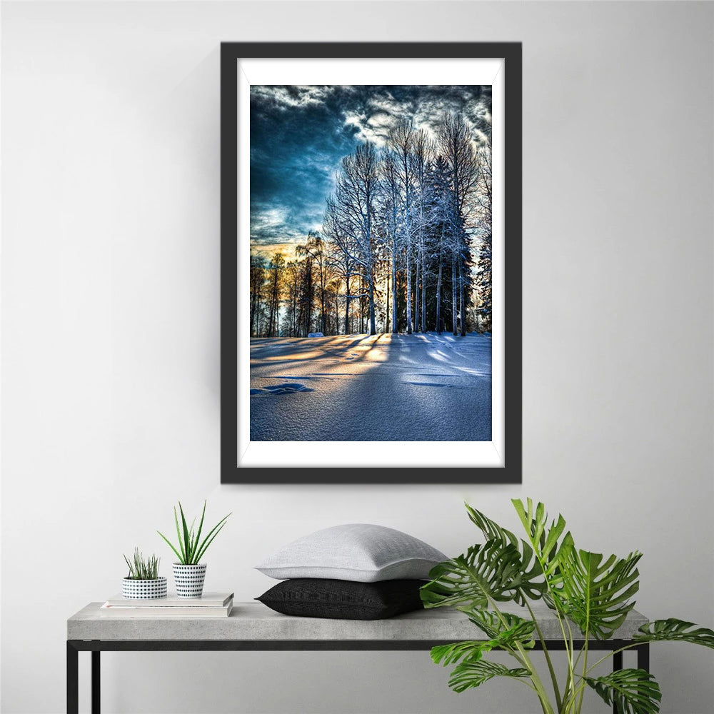 Betoverend Lichtspel op de Besneeuwde Grond Diamond Painting