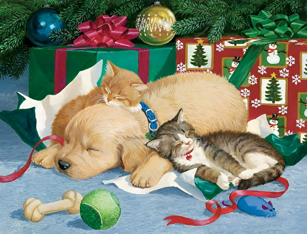 Betoverend-Rustige Kerstslaperij Diamond Painting