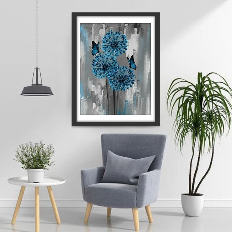 Betoverende Blauwe Allium en Vlindergezelchap Diamond Painting