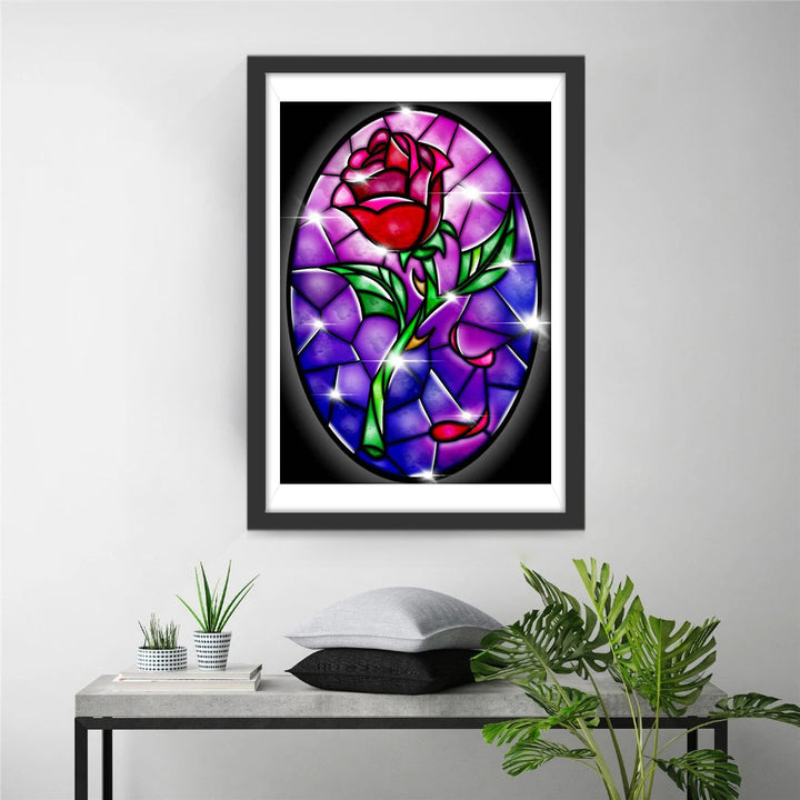 Betoverende Glazen Roos Diamond Painting