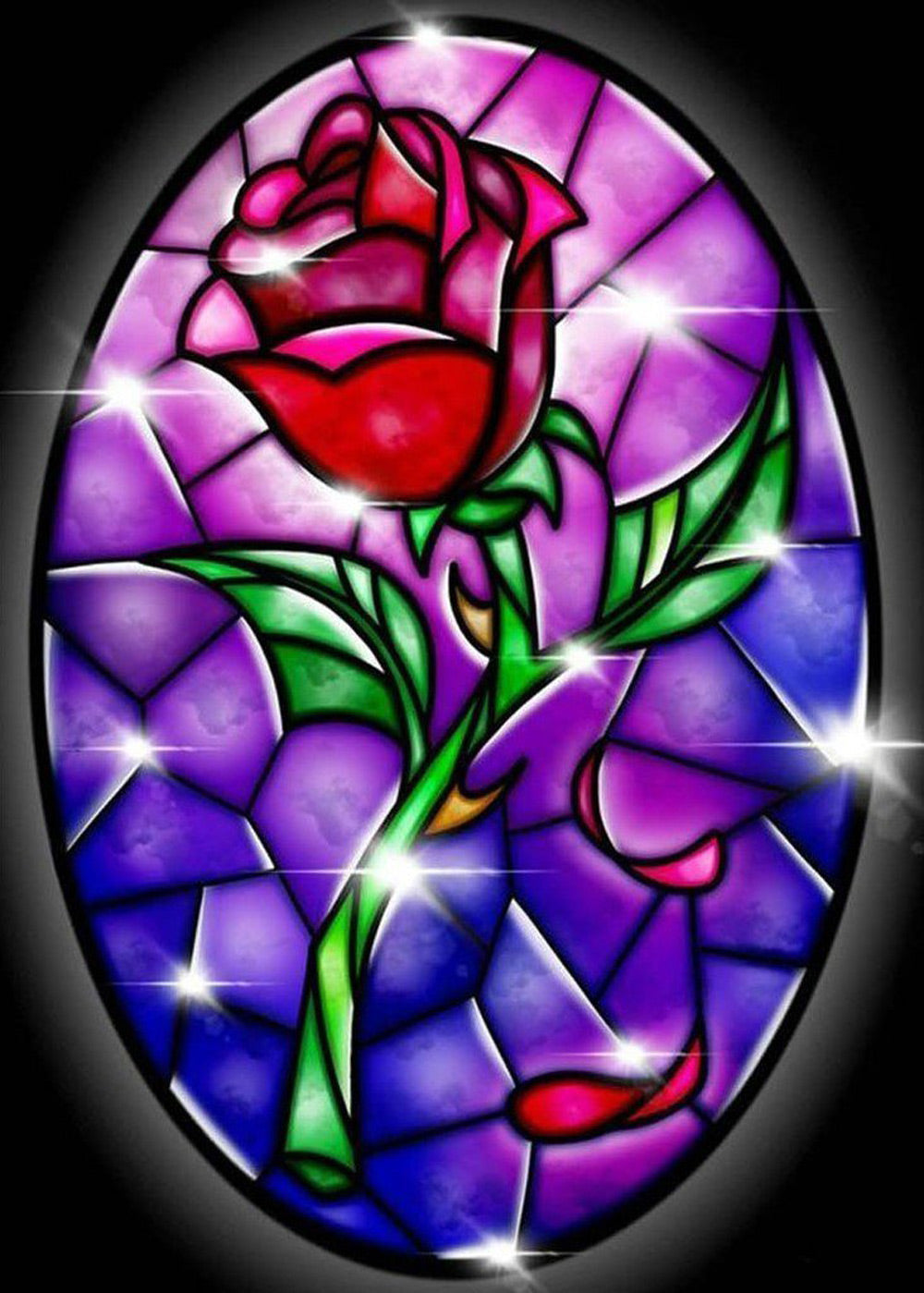 Betoverende Glazen Roos Diamond Painting