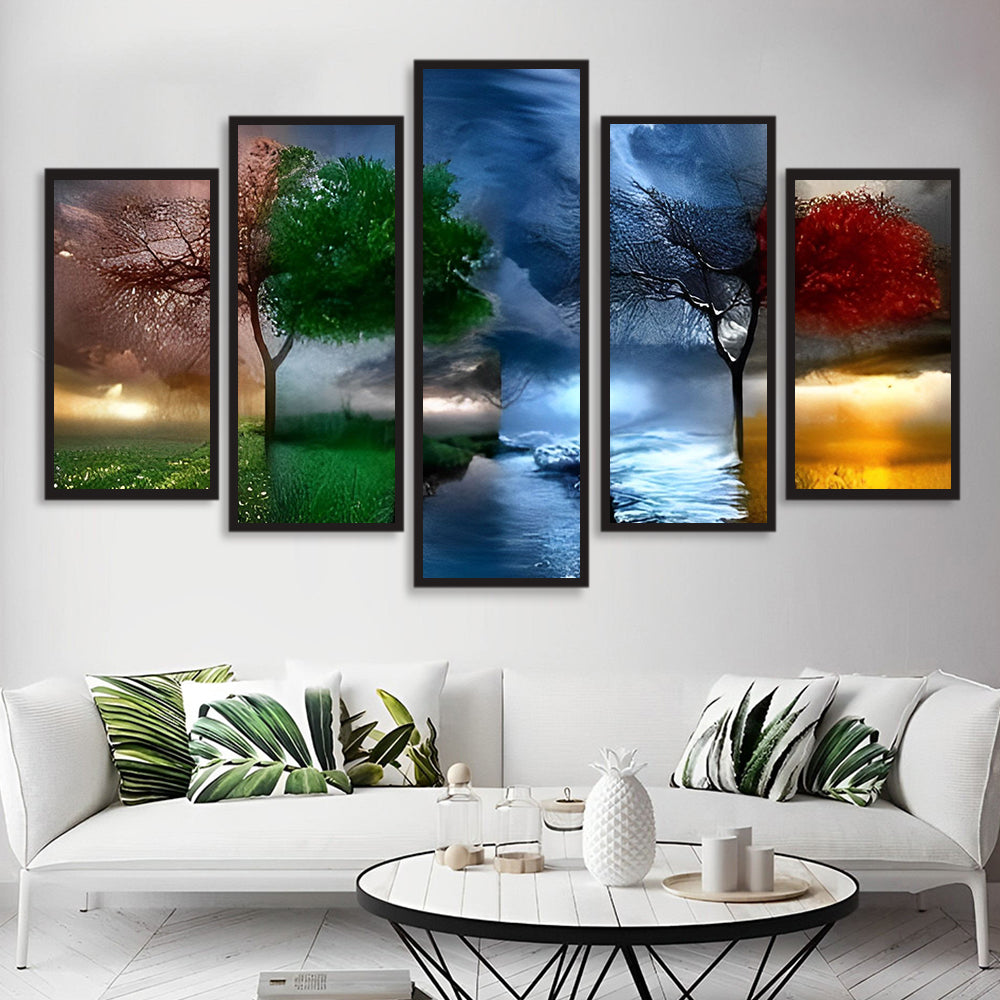 Betoverende Seizoensbomen 5 Platen Diamond Painting