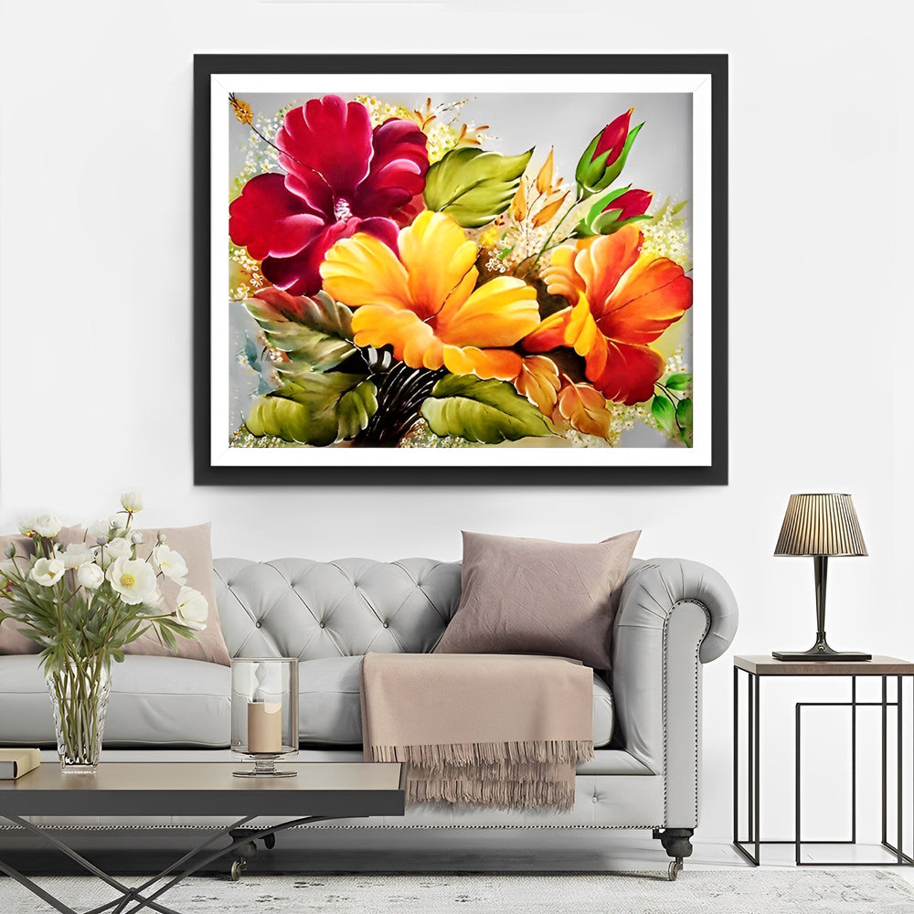 Betoverende Tropische Bloemenmix Diamond Painting