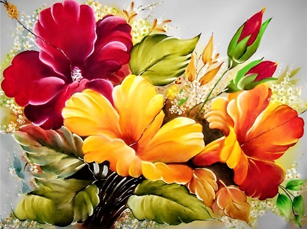 Betoverende Tropische Bloemenmix Diamond Painting