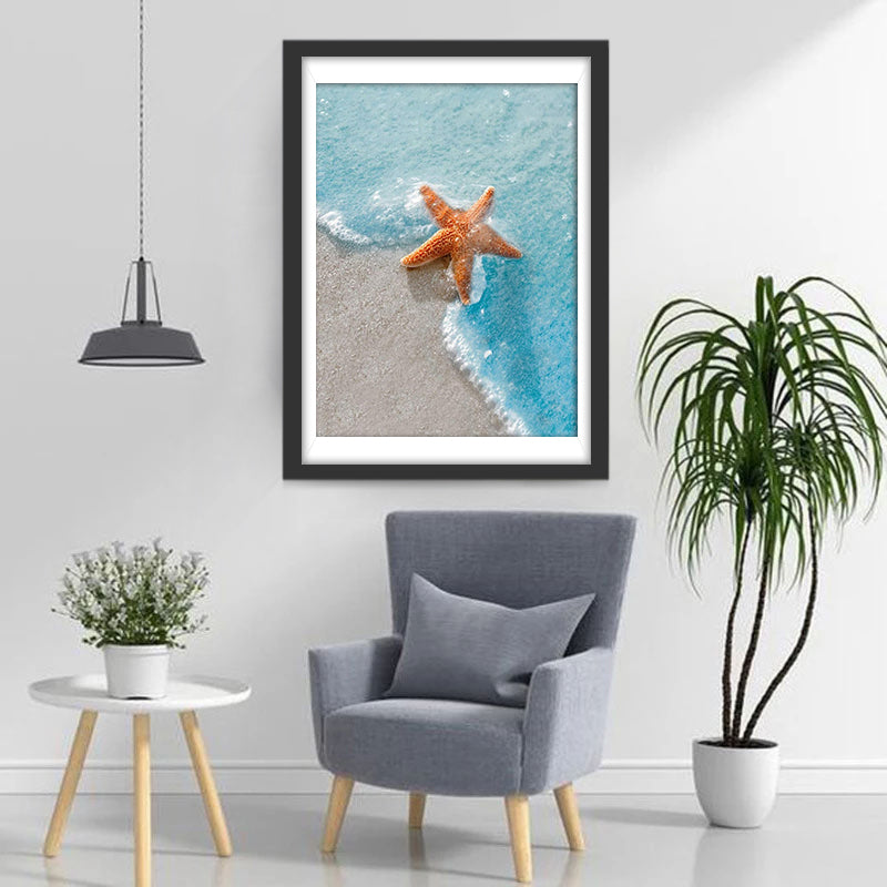 Betoverende Zeester op Strand Diamond Painting