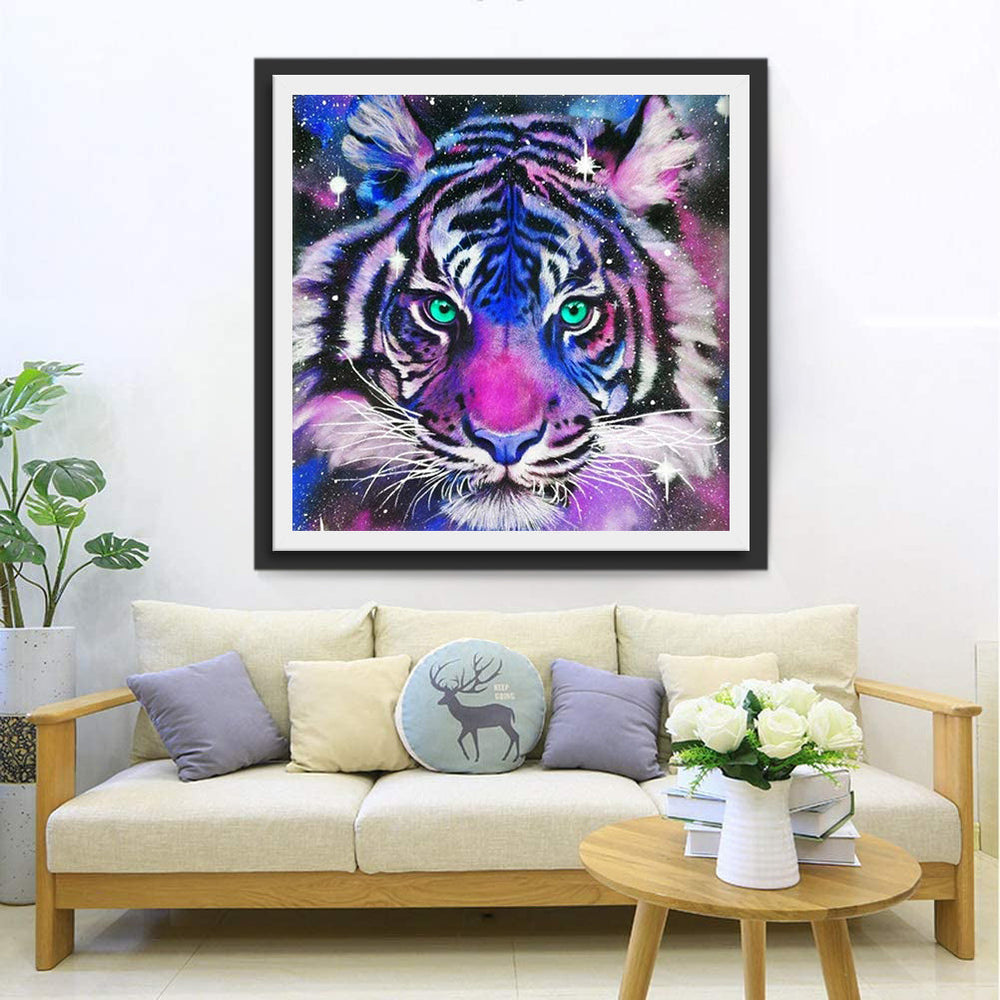 Blauw-Violette Tijger Diamond Painting