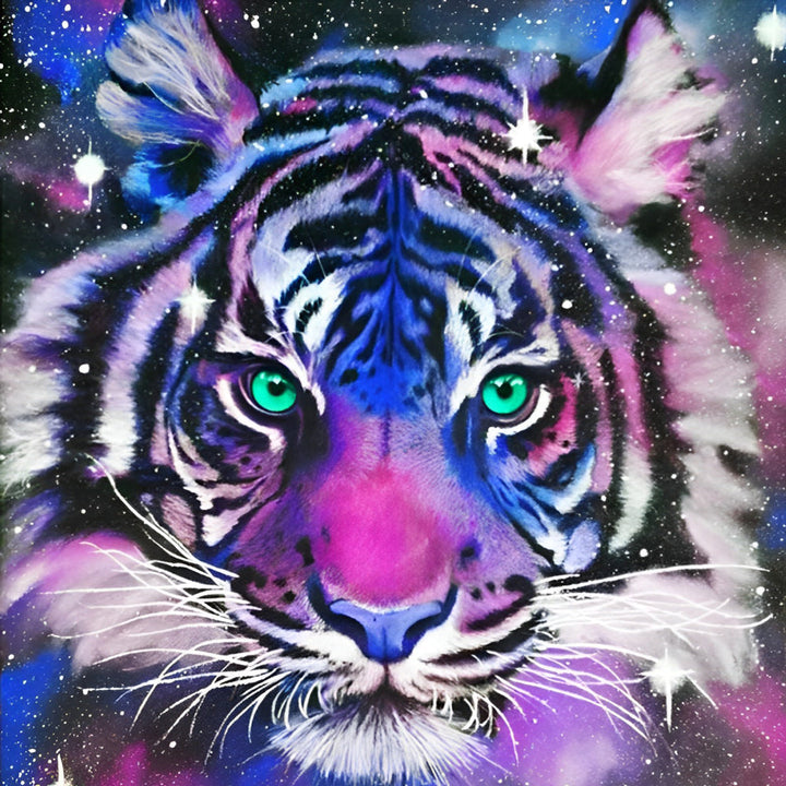 Blauw-Violette Tijger Diamond Painting