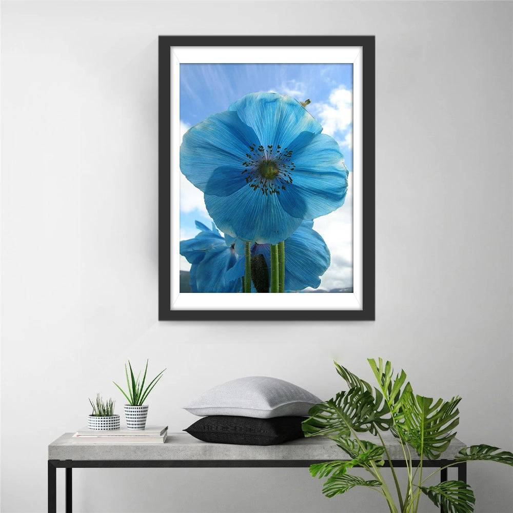 Blauwe Bloemen Diamond Painting