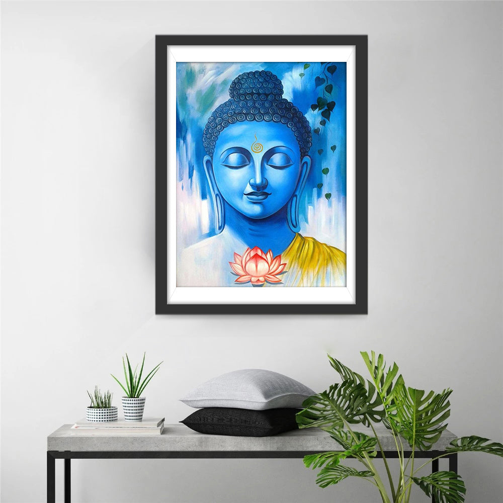 Blauwe Boeddha met Lotus Diamond Painting