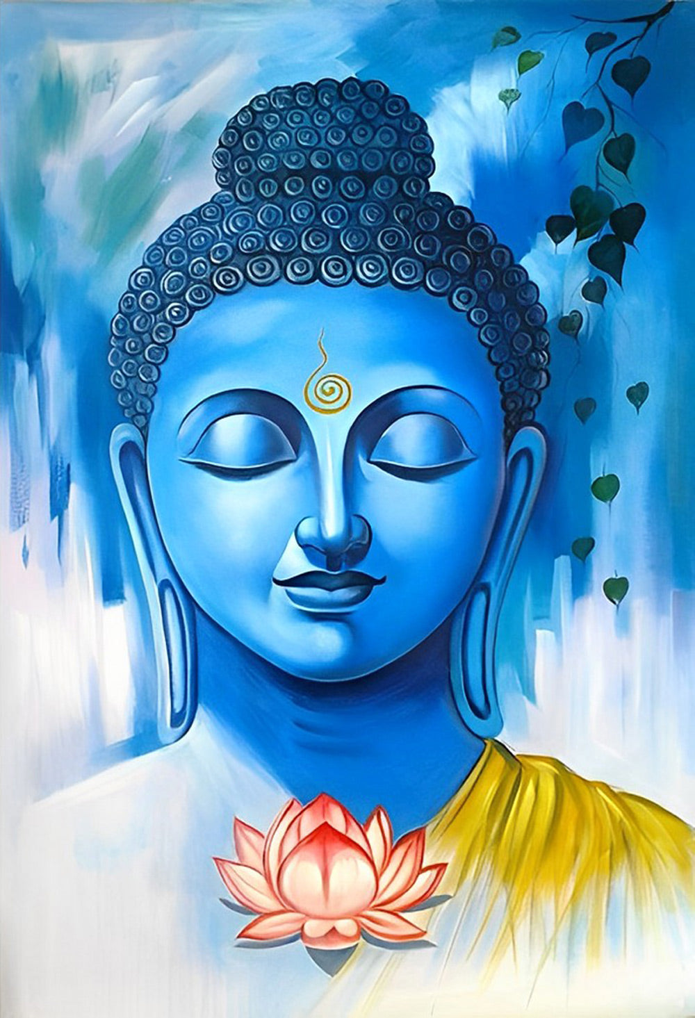 Blauwe Boeddha met Lotus Diamond Painting