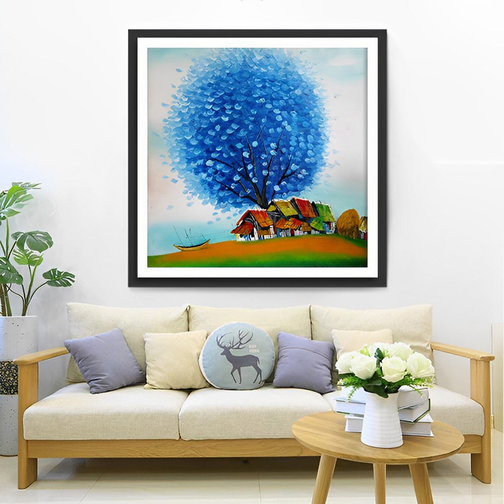 Blauwe Boom Diamond Painting