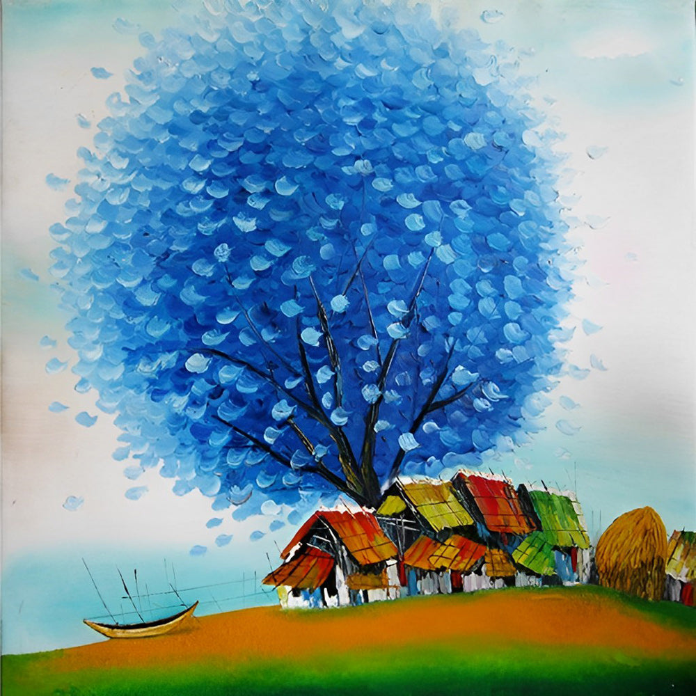 Blauwe Boom Diamond Painting