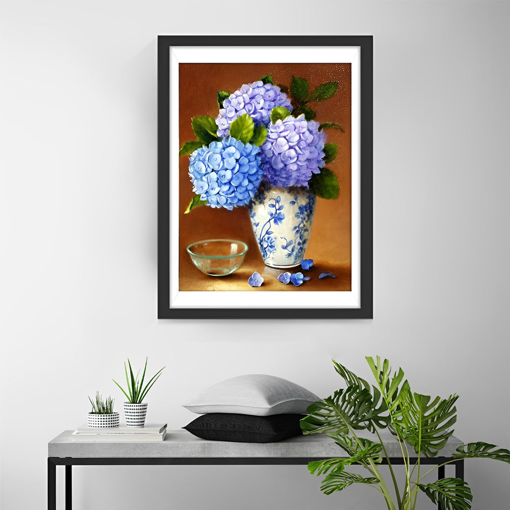 Blauwe en Paarse Hortensia's Diamond Painting