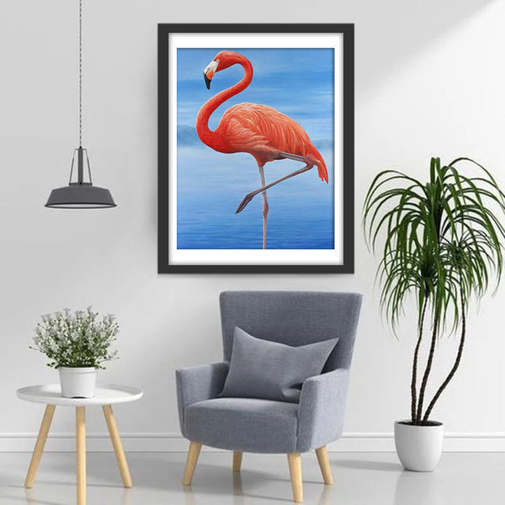 Blauwe Oceaan en Flamingo Diamond Painting