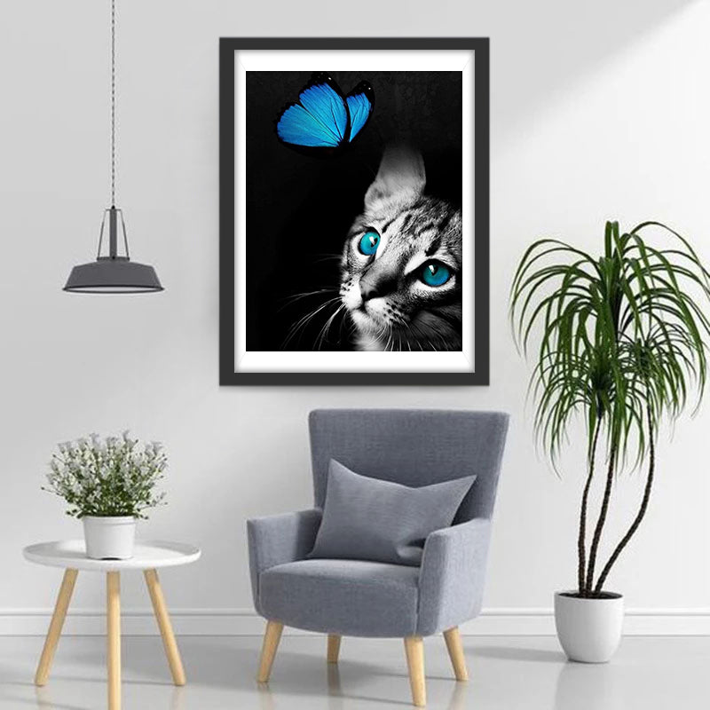 Blauwe Ogen, Blauwe Vlinder Diamond Painting