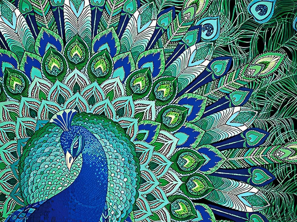 Blauwe Pauw Opent zijn Staart Diamond Painting