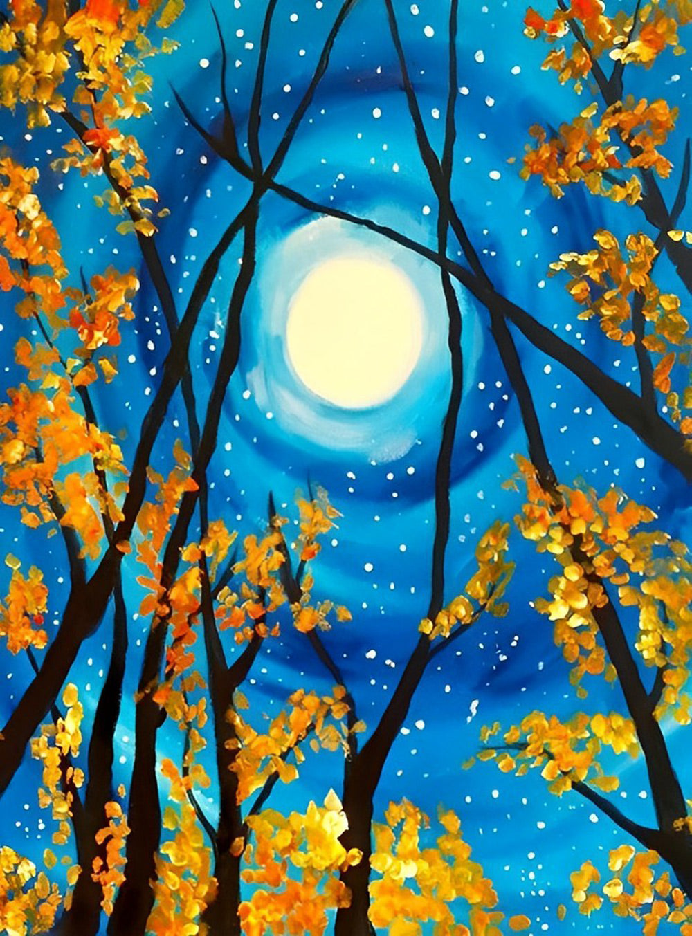 Blauwe Sterrenhemel met Gele Planten Diamond Painting