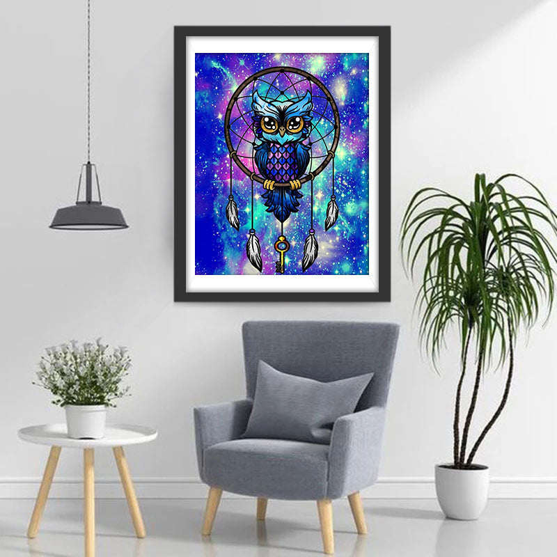 Blauwe Uil-dromenvanger Diamond Painting