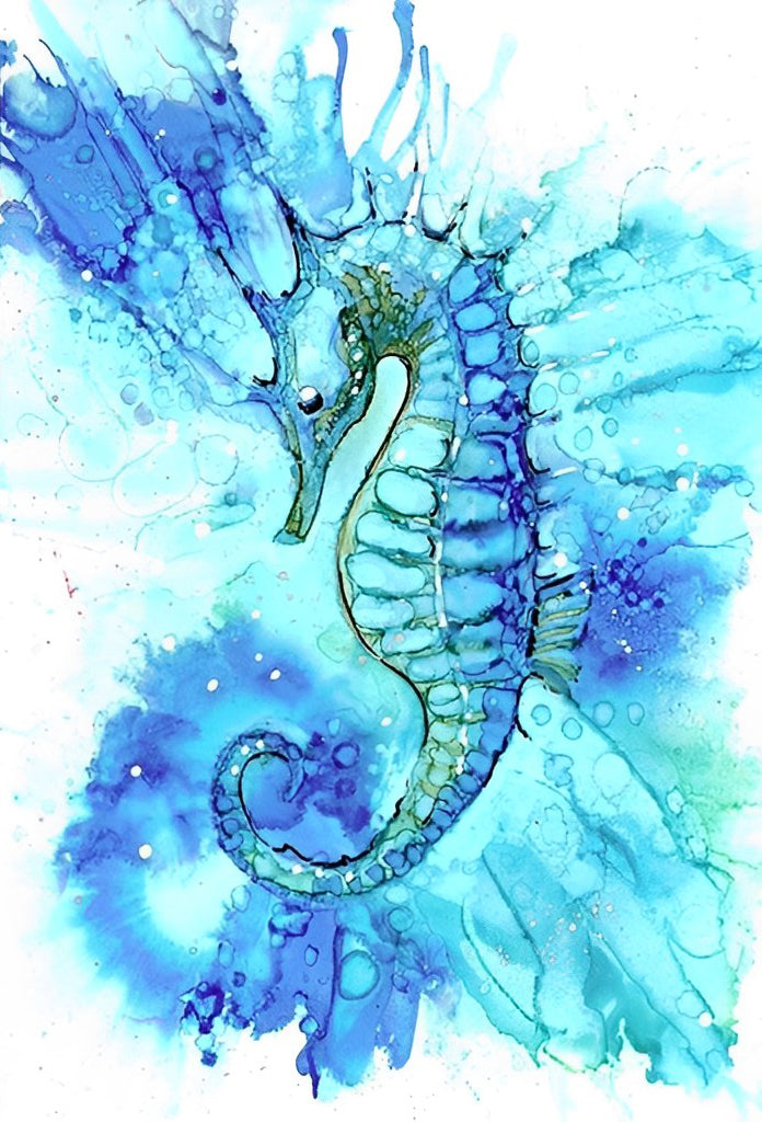 Blauwe Zeepaardje Diamond Painting