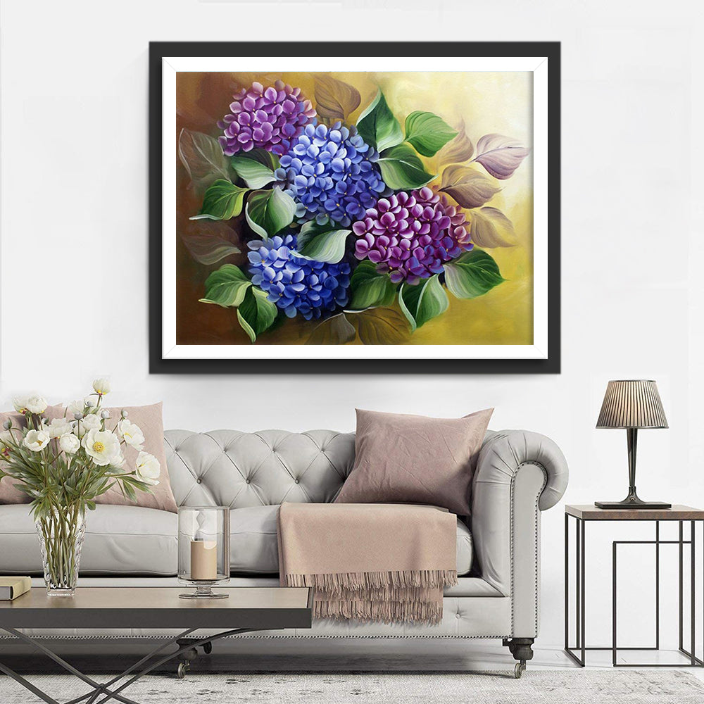 Blauwpaarse Hortensia’s Diamond Painting